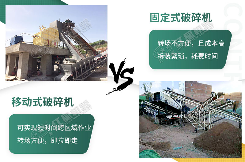 流動(dòng)粉碎石機(jī)，可以隨時(shí)轉(zhuǎn)場(chǎng)停車生產(chǎn)的破碎生產(chǎn)線